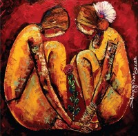 Shazly Khan, Soul Mates, 36 x 36 Inch, Acrylic on Canva, Figurative Painting, AC-SZK-051